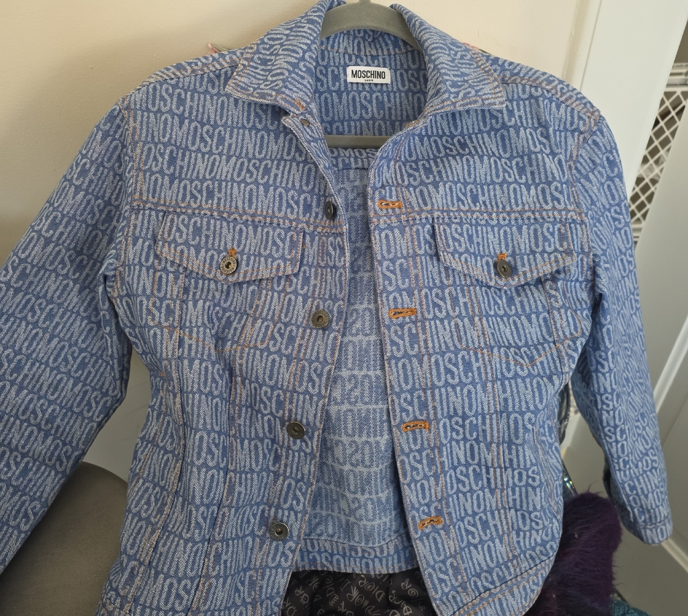 Authentic Moschino Logo Denim Jacket Teen 12 Adult XS - Picture 2 of 5